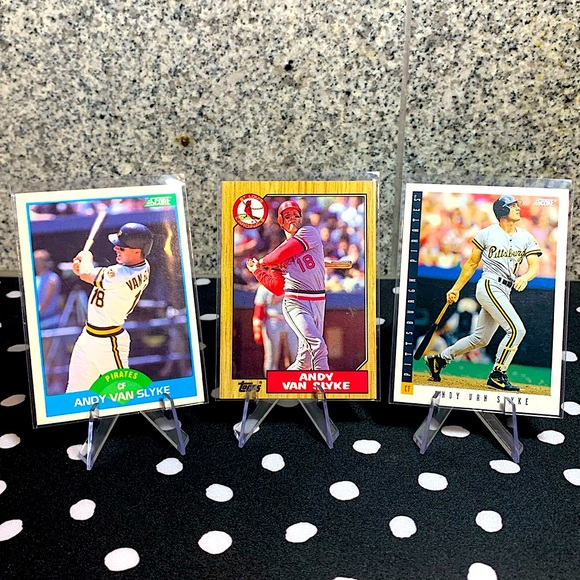 Andy Van Slyke 3 Cards Pittsburgh Pirates All Star Hall of Fame Center Perfect - Picture 1 of 8
